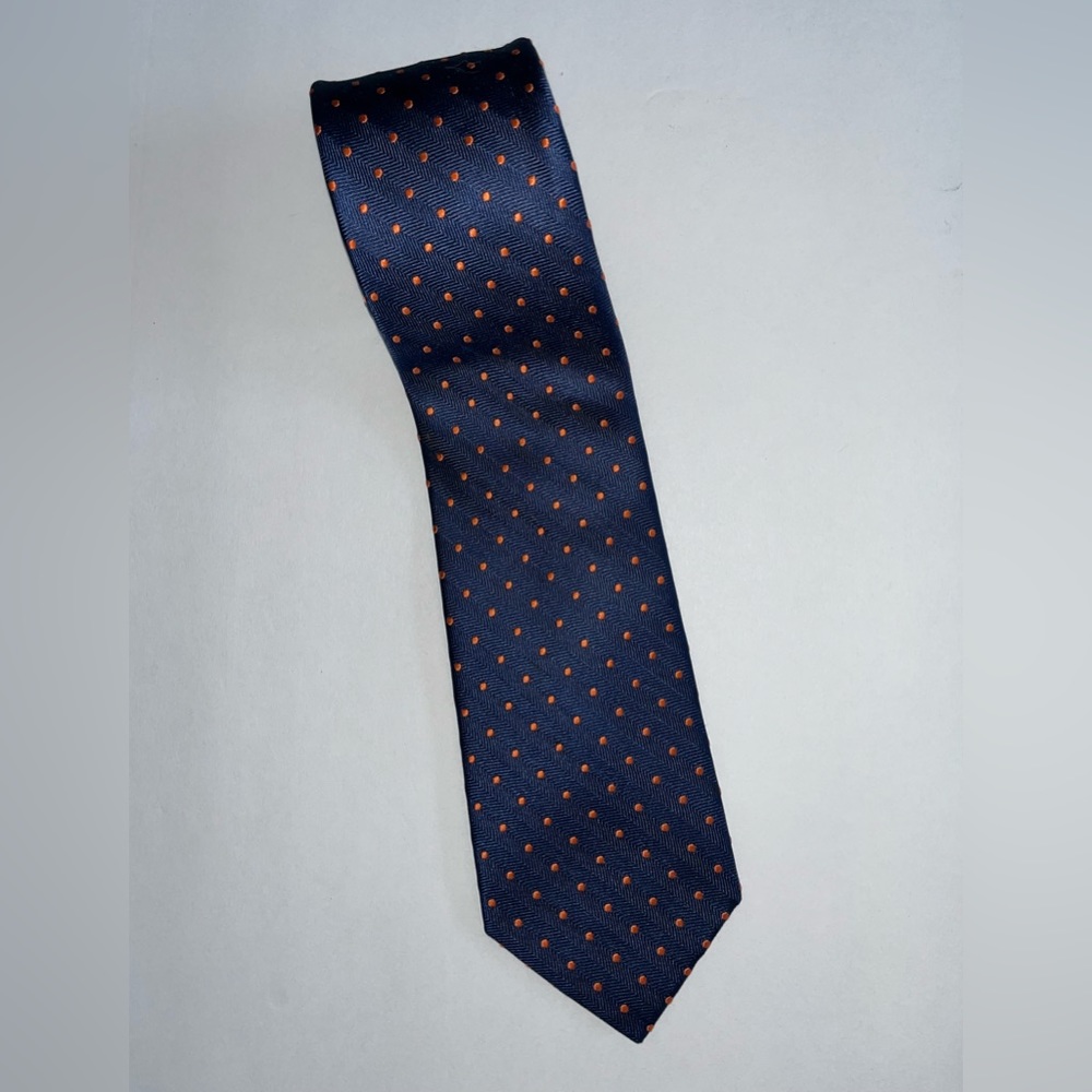 Izod Necktie Blue Orange Dot Print All Silk Men Accessories Neck Tie